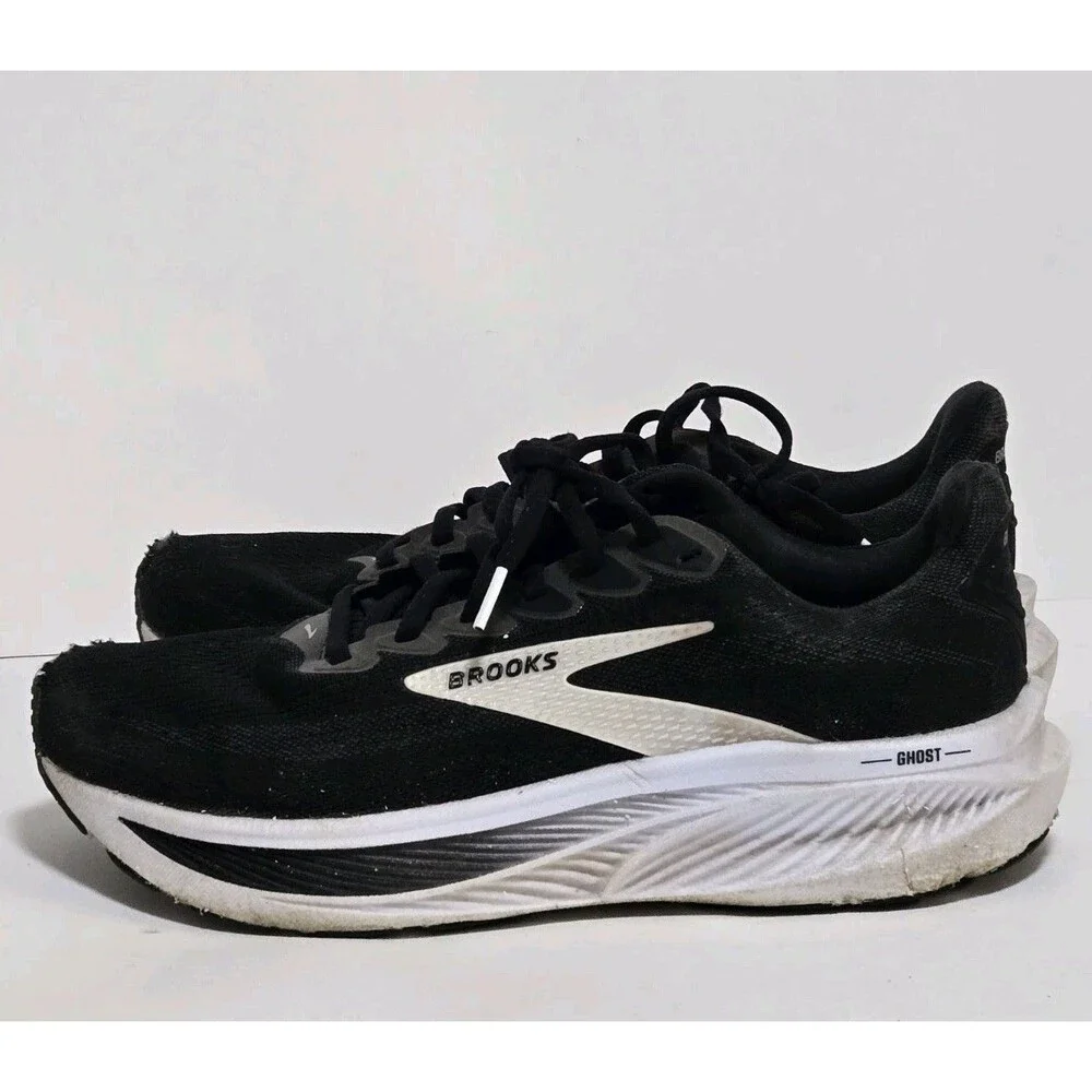 Brooks Sneakers Mens Size 8 2E Ghost 17 Running Wide Black White Jogging Casual
